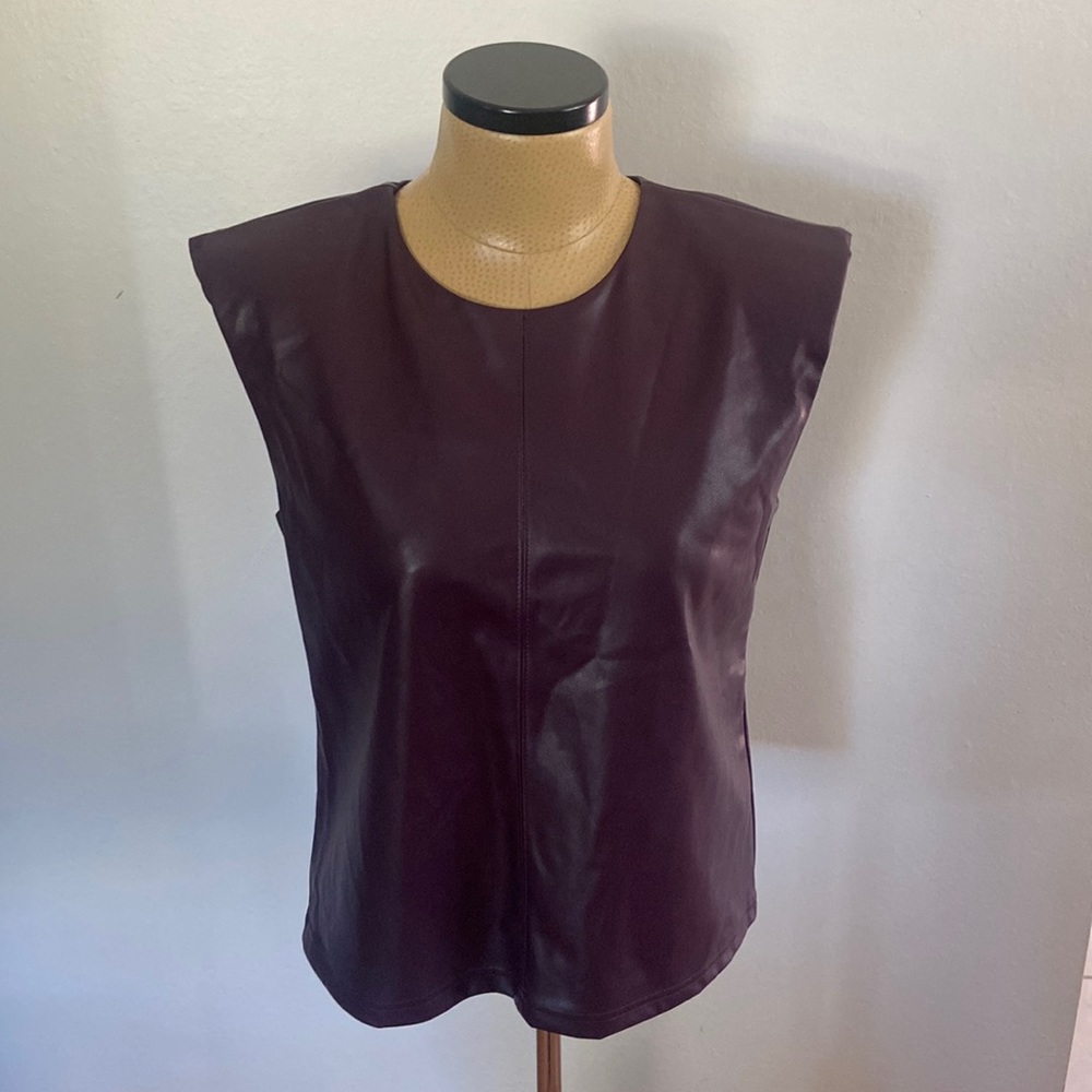 Calvin Klein Faux Leather Sleeveless Top
